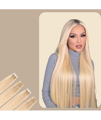 Extensiones adhesivas rectas rubio platino votre