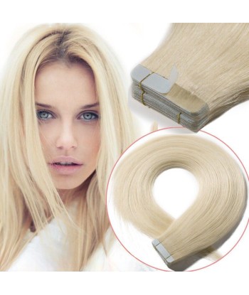 Extensiones adhesivas / Cintas rectas Blond Platinum le des métaux précieux