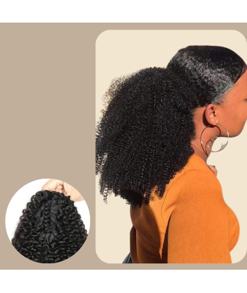 Coleta Castaño Oscuro con Clip Natural Pelo Remy Afro Rizado en ligne