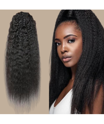 Coleta Castaño Oscuro Natural Clip Remy Hair Kinky Straight de la marque