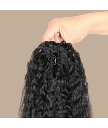 Coleta Castaño Oscuro Natural Clip Remy Hair Kinky Straight de la marque