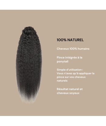 Coleta Castaño Oscuro Natural Clip Remy Hair Kinky Straight de la marque