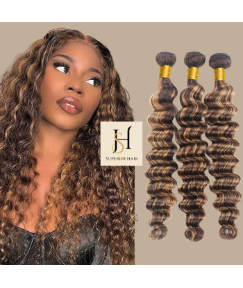 Tissage Vierge Cabello Humano Onda Profunda 7A Chatain Méché Rubio P4/27 100 Gr Livraison rapide