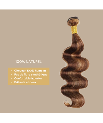 Tissage Vierge Cabello Humano Body Wave 7A Chatain Méché Rubio P4/27 100 Gr le concept de la Pate a emporter 