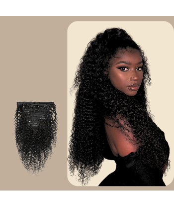 Kit de Extensões Kinky Curly Black 120g com clipes Par le système avancé 