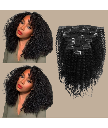 Kit de Extensões Kinky Curly Black 120g com clipes Par le système avancé 