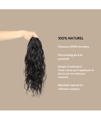 Rabo de cavalo castanho-escuro natural com mola para cabelo natural com ondulação basket pas cher