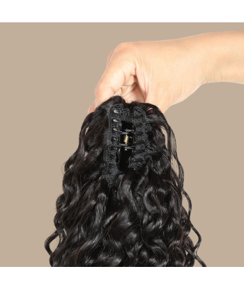 Rabo de cavalo castanho-escuro natural com mola para cabelo Remy Deep Wave pas cher 