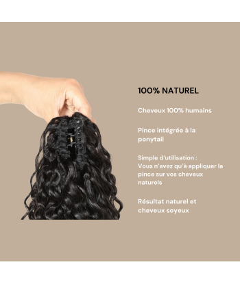 Rabo de cavalo castanho-escuro natural com mola para cabelo Remy Deep Wave pas cher 