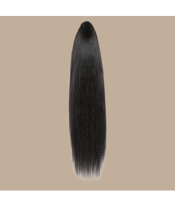 Rabo-de-cavalo castanho-escuro natural com mola para cabelo Yaki liso de technologie