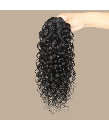 Rabo de cavalo castanho-escuro natural com mola de cabelo Remy Water Wave vente chaude votre 