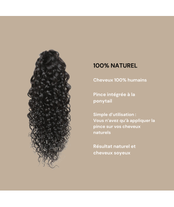 Rabo de cavalo castanho-escuro natural com mola de cabelo Remy Water Wave vente chaude votre 