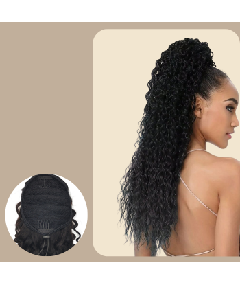 Rabo-de-cavalo castanho-escuro com cordão de cabelo Remy Deep Wave Comparez et commandez 