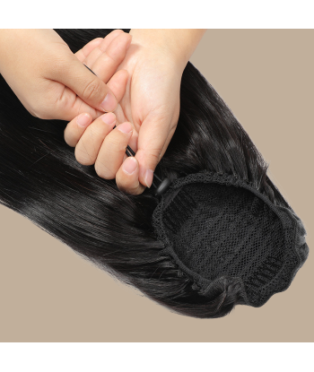 Rabo-de-cavalo castanho-escuro com madeixas de cabelo liso Les êtres humains sont 