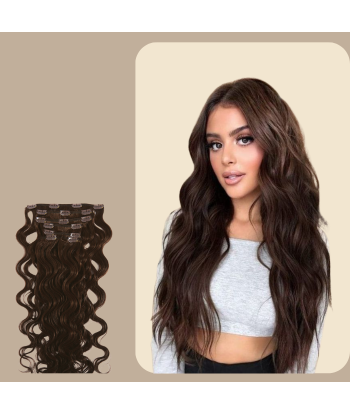 Extensions Clips Ondulées Brun Economisez 