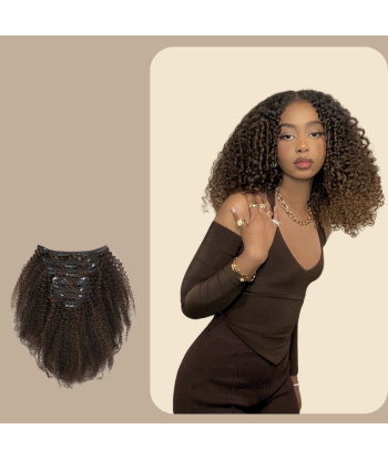 Afro Curly Chocolate 120g Clip-In Extensions Kit - Pidennyspakkaus Les êtres humains sont 