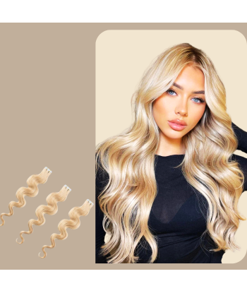 Extensions Adhésives Ondulées Blond Platine Venez acheter