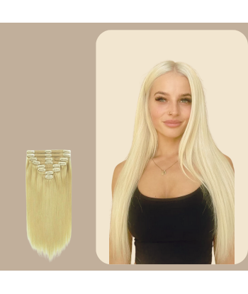 Kit Extensions à Clips Straight Blond Platine Amélioration de cerveau avec