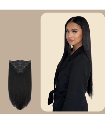 Straight Black 120g Clip-In Extensions Kit du meilleur 