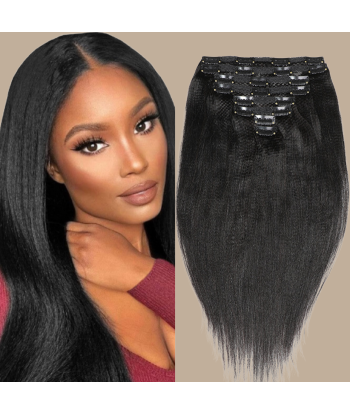 Yaki Straight Black Clip-In Extensions pas cher 