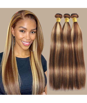 Vävning Virgin Hair Human Hair Straight 7A Medium Brown Blond P4/27 100 Gr Comparez et commandez 