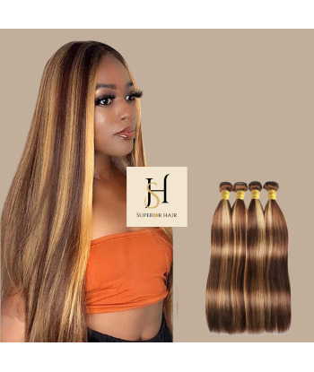 Vävning Virgin Hair Human Hair Straight 7A Medium Brown Blond P4/27 100 Gr Comparez et commandez 