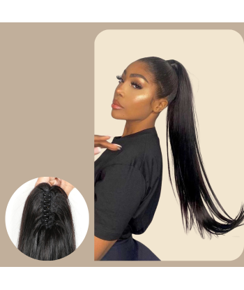 Queue de cheval Ponytail  Noir à Pince Naturel Remy Hair Straight pour bénéficier 