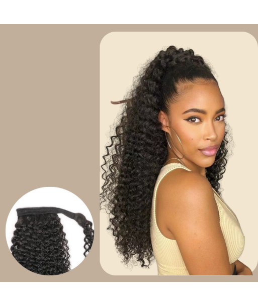 Queue de cheval Ponytail  Noir Ruban Magique Remy Hair Kinky Curly votre