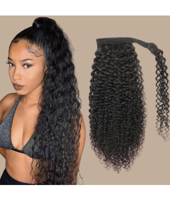 Queue de cheval Ponytail  Noir Ruban Magique Remy Hair Kinky Curly votre