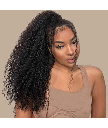 Queue de cheval Ponytail  Noir Ruban Magique Remy Hair Kinky Curly votre