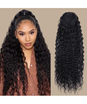 Queue de cheval Ponytail  Noir Ruban Magique Remy Hair Kinky Curly votre