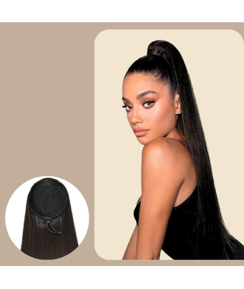 Queue de cheval Ponytail  Noir A Cordon Remy Hair Straight chez Cornerstreet bien 