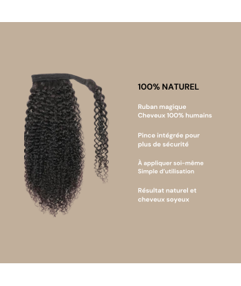 Queue de cheval Ponytail  Noir Ruban Magique Remy Hair Kinky Curly votre