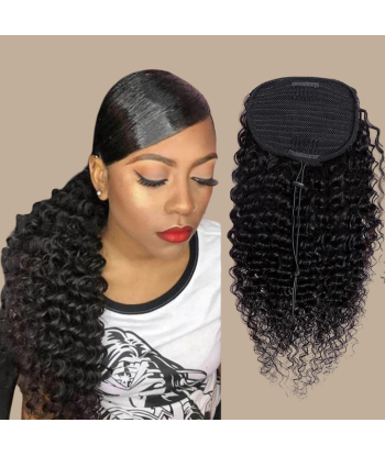 Queue de cheval Ponytail  Noir A Cordon Remy Hair Deep Wave livraison gratuite