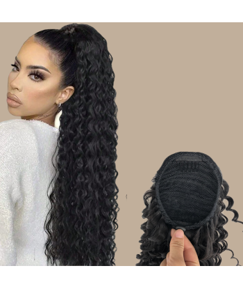 Queue de cheval Ponytail  Noir A Cordon Remy Hair Deep Wave livraison gratuite