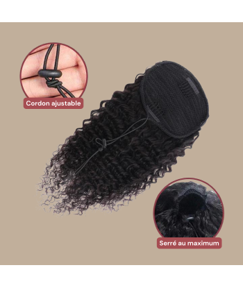 Queue de cheval Ponytail  Noir A Cordon Remy Hair Deep Wave livraison gratuite