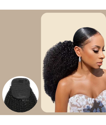 Queue de cheval Ponytail  Noir A Cordon Remy Hair  Afro Curly Faites des économies