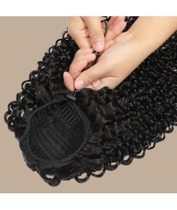 Queue de cheval Ponytail  Noir A Cordon Remy Hair Kinky Curly 50-70% off 