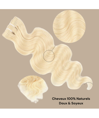 Kit de Extensões Body Wave Platinum Blonde 120 gr brillant des détails fins