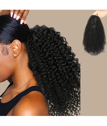 Rabo de cavalo castanho escuro com mola natural Cabelo afro encaracolado de votre