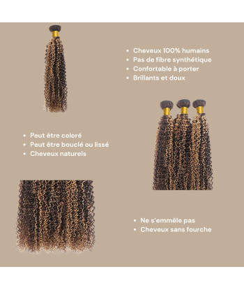 Kudonta neitsyt hiukset ihmisen hiukset Kinky Curly 7A Medium Brown Blond P4/27 100 Gr 100 Gr le des métaux précieux