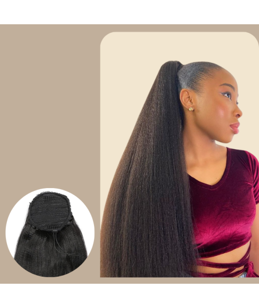 Rabo-de-cavalo castanho-escuro A Cordon Remy Hair Yaki Straight Livraison rapide