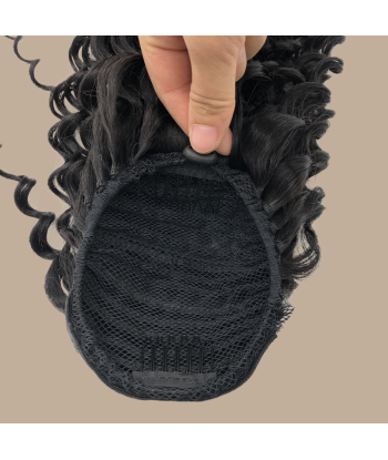 Rabo-de-cavalo castanho-escuro com cordão de cabelo Remy Deep Wave acheter en ligne