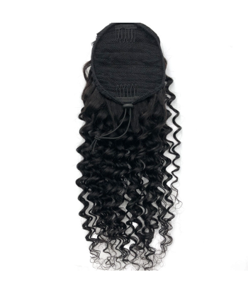 Rabo-de-cavalo castanho-escuro com cordão de cabelo Remy Deep Wave acheter en ligne