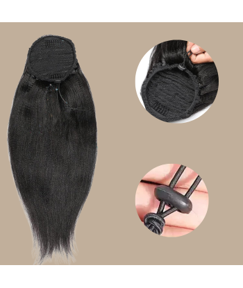 Rabo-de-cavalo castanho-escuro A Cordon Remy Hair Yaki Straight Livraison rapide