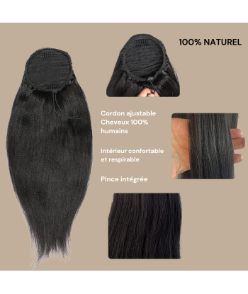 Rabo-de-cavalo castanho-escuro A Cordon Remy Hair Yaki Straight Livraison rapide