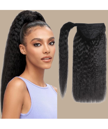 Coda di cavallo marrone scuro nastro magico capelli Remy Kinky Straight la colonne vertébrale