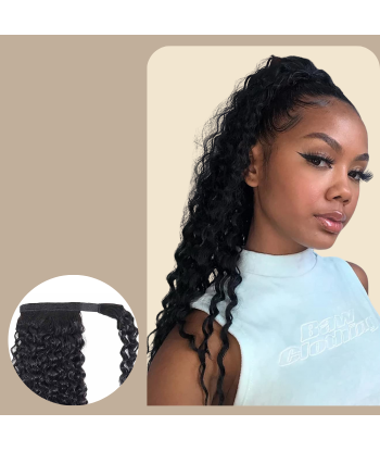 Coda di cavallo marrone scuro nastro magico Remy capelli afro ricci prix pour 