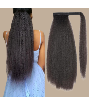 Coda di cavallo marrone scuro nastro magico capelli Remy Kinky Straight la colonne vertébrale