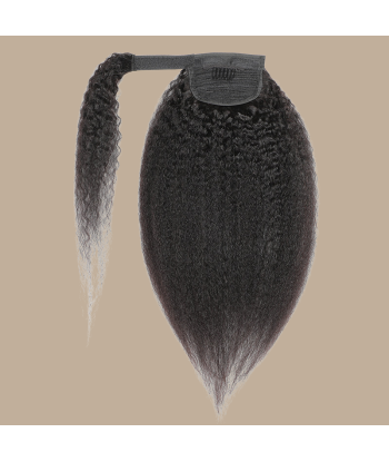 Coda di cavallo marrone scuro nastro magico capelli Remy Kinky Straight la colonne vertébrale